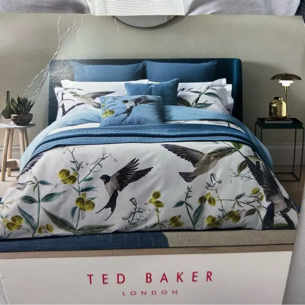 Ted Baker Full / Queen Comforter Set + 2 Std Shams Botanical Birds Floral NEW